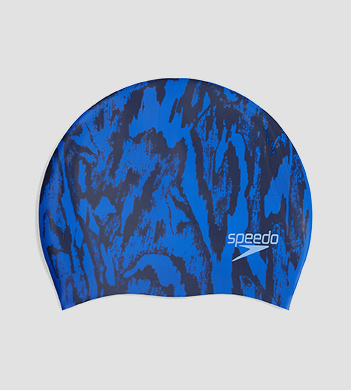 Women's Long Hair Printed Silicone Swim Caps - Violet & Ecstatic