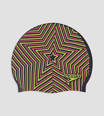 Unisex Kids Reversible Moulded Silicone Chlorine Resistant Swim Cap For Boys and Girls - Black & Blue