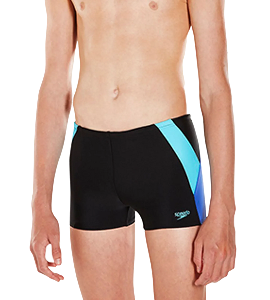 Boy's Endurance 10 Colour Block Aquashort - Black & Amparo Blue