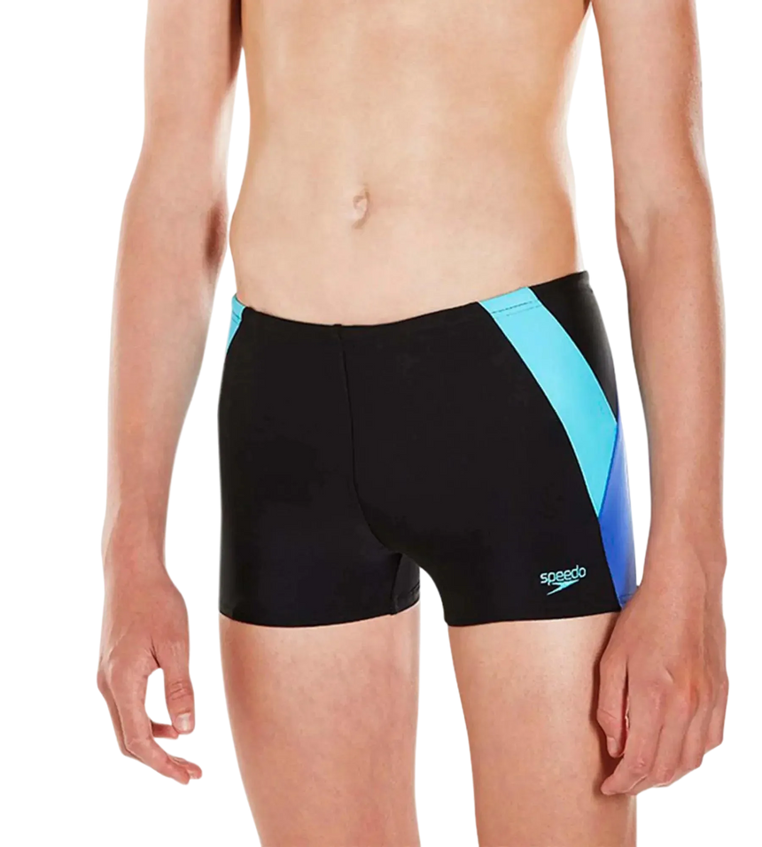 Boy's Endurance 10 Colour Block Aquashort - Black & Amparo Blue