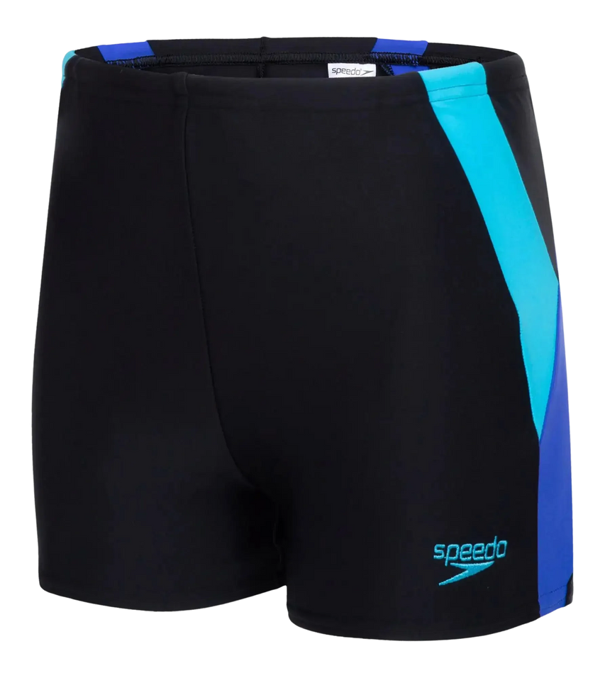 Boy's Endurance 10 Colour Block Aquashort - Black & Amparo Blue