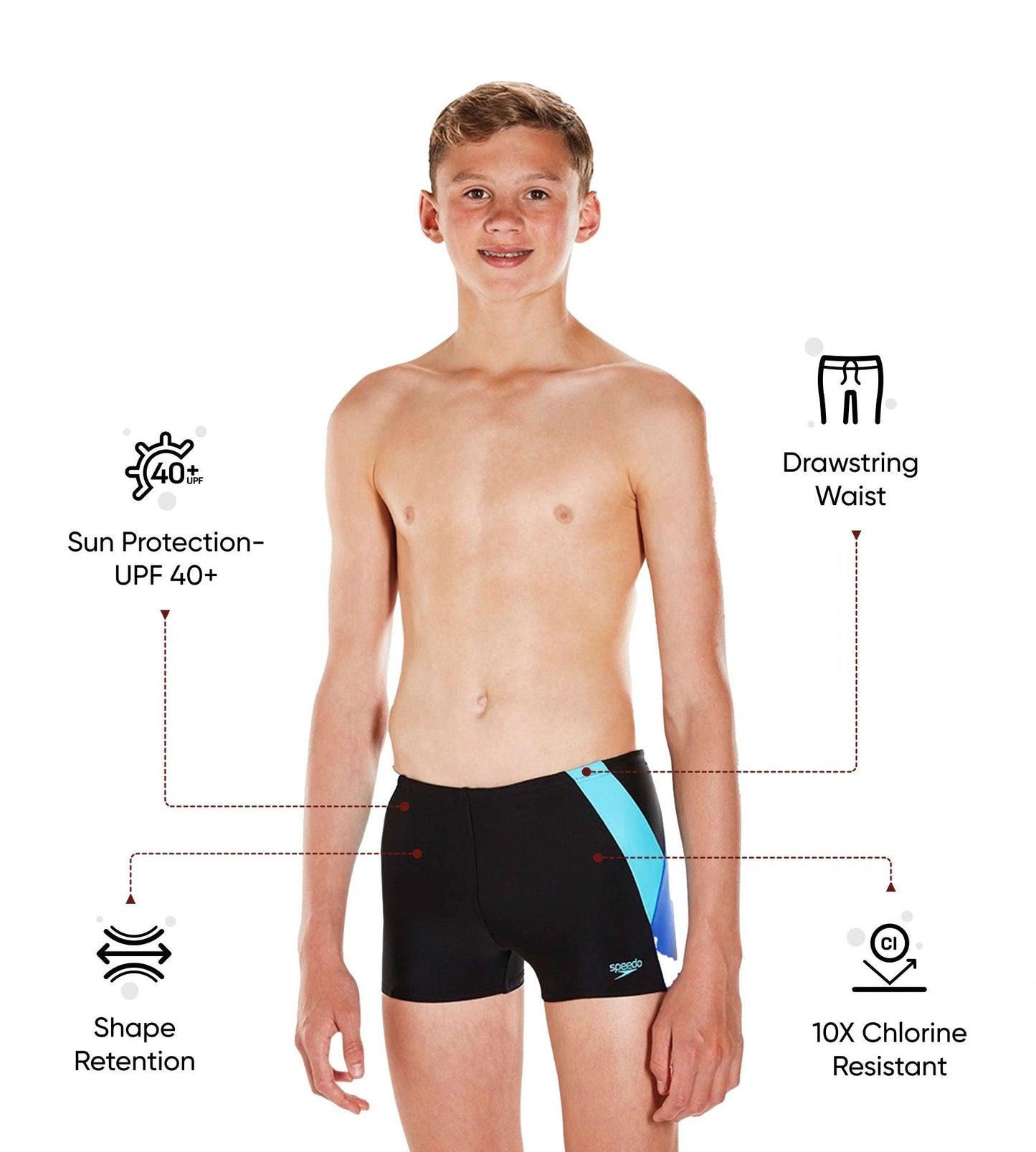 Boy's Endurance 10 Colour Block Aquashort - Black & Amparo Blue
