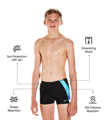 Boy's Endurance 10 Colour Block Aquashort - Black & Amparo Blue