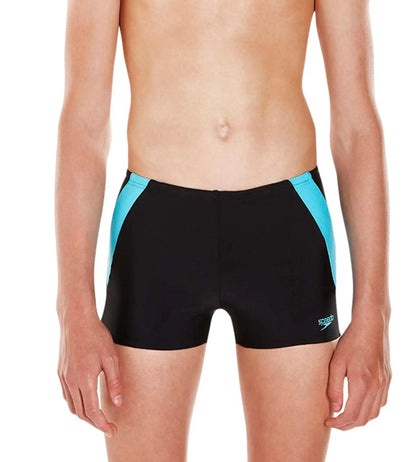 Boy's Endurance 10 Colour Block Aquashort - Black & Amparo Blue_1