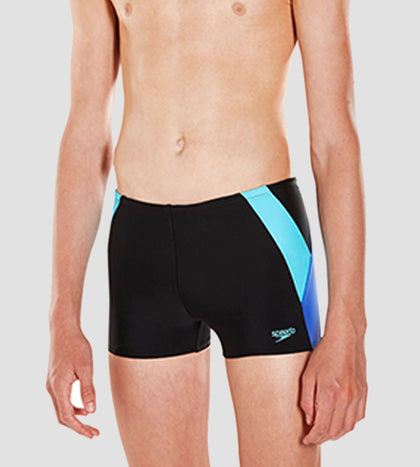 Boy's Endurance 10 Colour Block Aquashort - Black & Amparo Blue