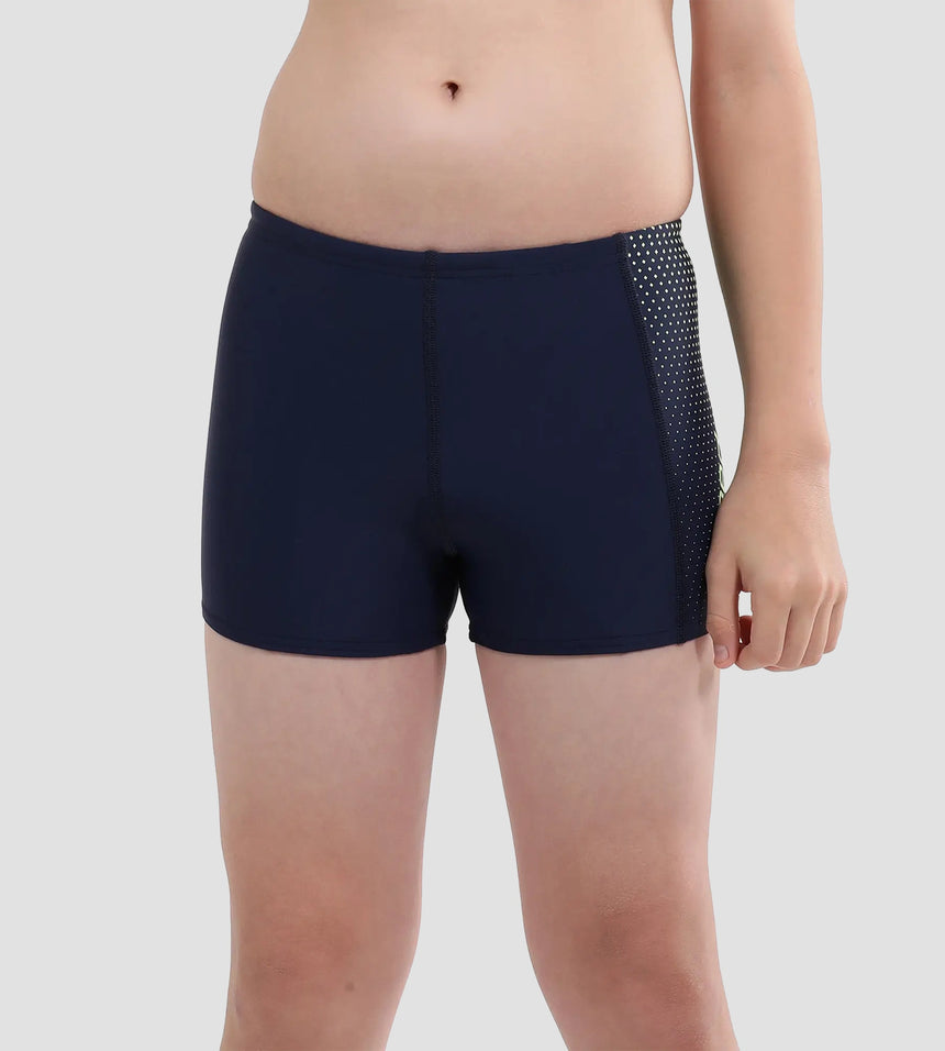 Boy's Endurance 10 Gala Logo Panel Aquashort - Navy & Bright Zest