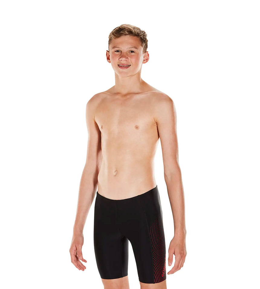 Boys Endurance 10 Gala Logo Panel Jammer - Black & Risk Red