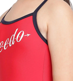 Girl's Endurance 10 Heritage Logo Thinstrap Muscleback One Piece V-Cut Swimsuit - Fed Red & True Navy
