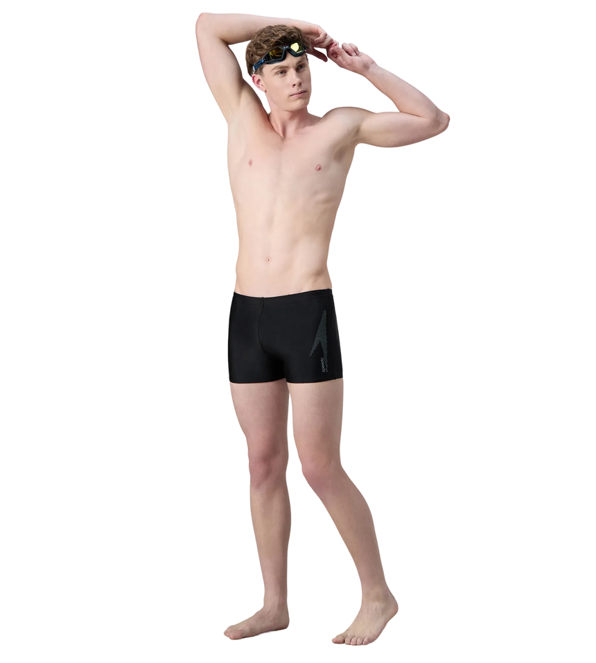 Men's Endurance10 Boom Logo Print Aquashort - Black & Coin Grey