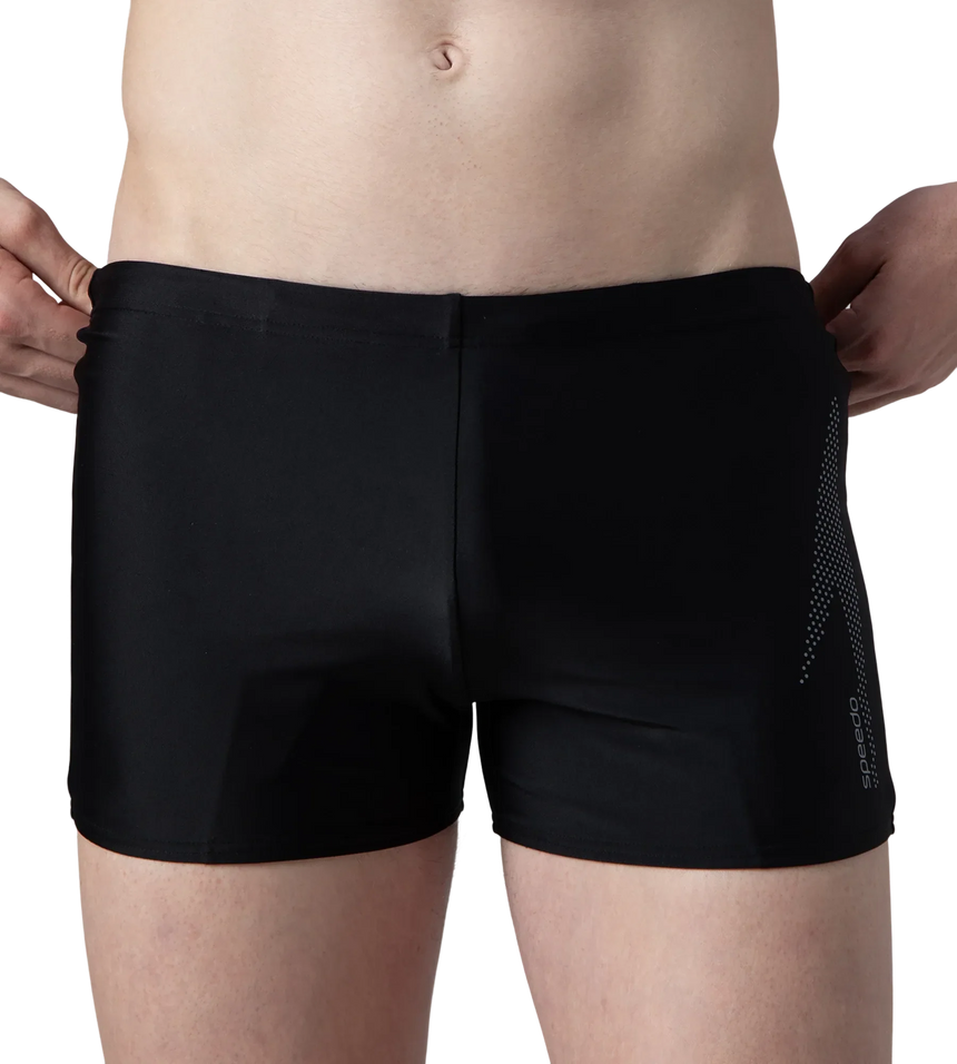 Men's Endurance10 Boom Logo Print Aquashort - Black & Coin Grey