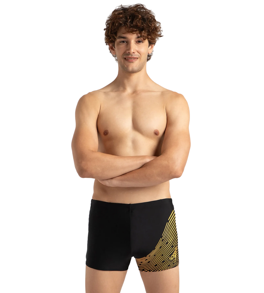 Men's Endurance 10 Medley Logo Aquashort - Black & Mandarin Peel