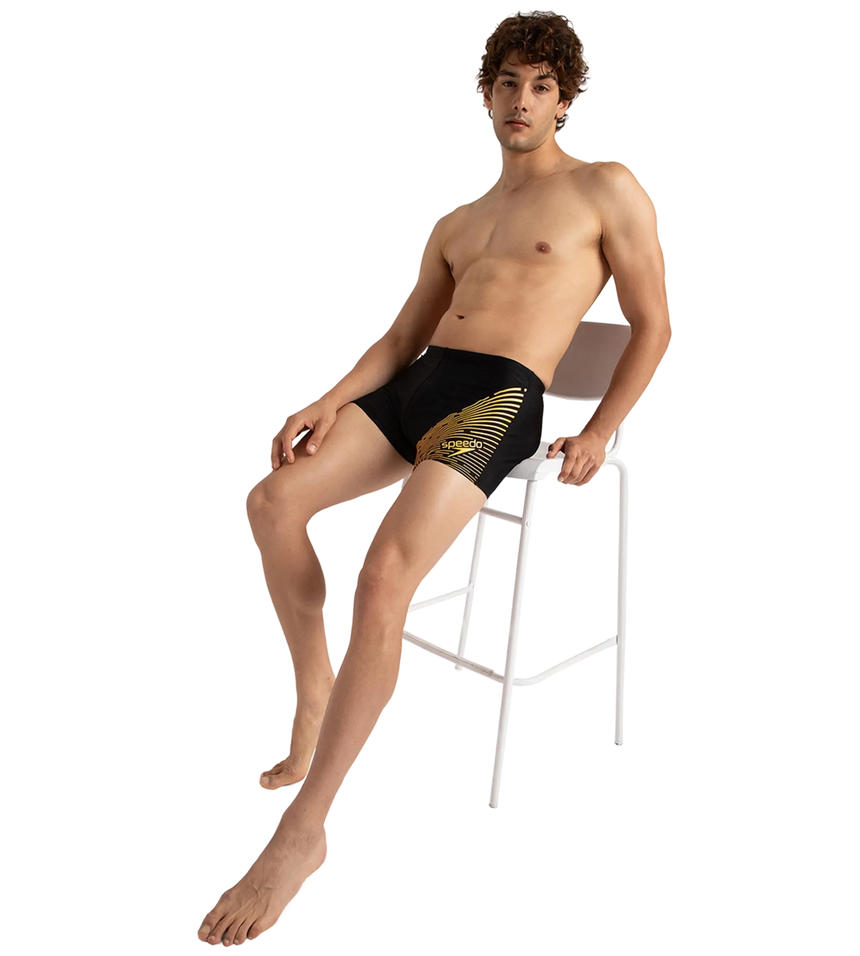 Men's Endurance 10 Medley Logo Aquashort - Black & Mandarin Peel