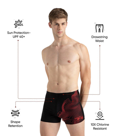 Men's Endurance10 Tide Print Sports Gala Logo Aquashort - Black & High Risk Red