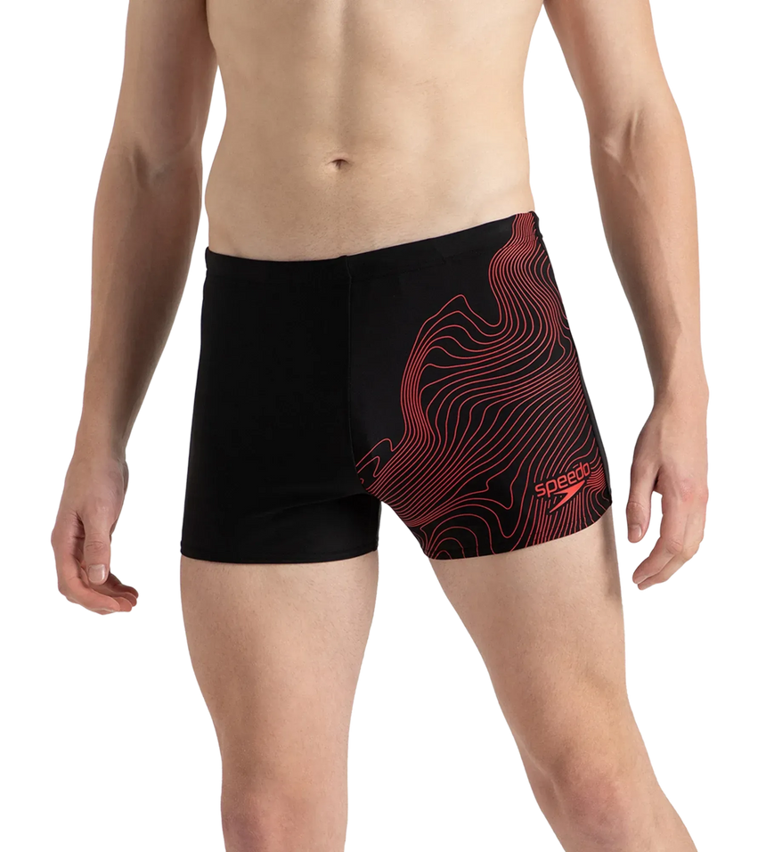 Men's Endurance10 Tide Print Sports Gala Logo Aquashort - Black & High Risk Red