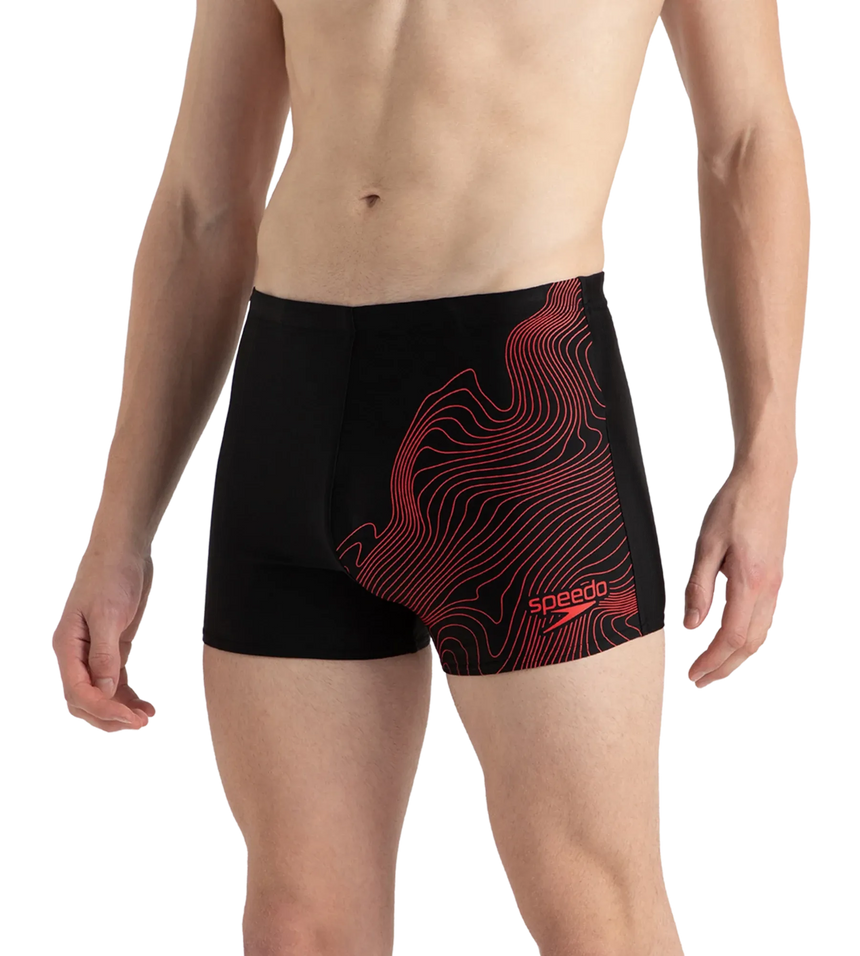 Men's Endurance10 Tide Print Sports Gala Logo Aquashort - Black & High Risk Red
