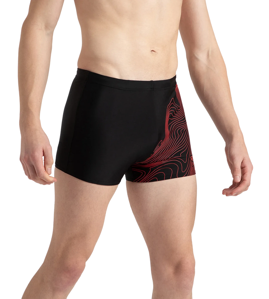 Men's Endurance10 Tide Print Sports Gala Logo Aquashort - Black & High Risk Red