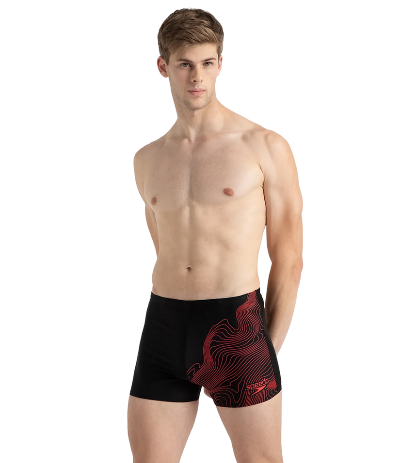 Men's Endurance10 Tide Print Sports Gala Logo Aquashort - Black & High Risk Red