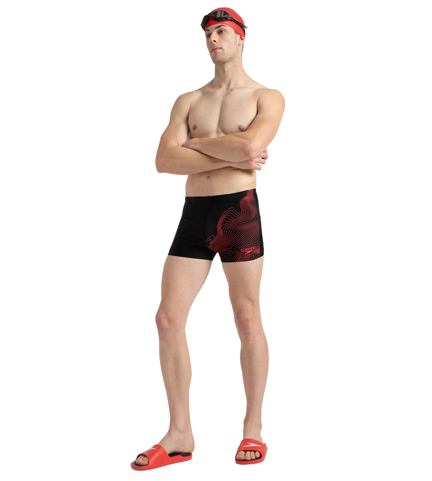 Men's Endurance10 Tide Print Sports Gala Logo Aquashort - Black & High Risk Red