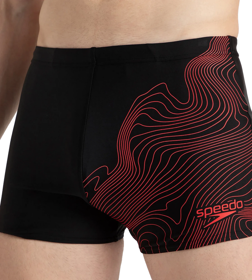 Men's Endurance10 Tide Print Sports Gala Logo Aquashort - Black & High Risk Red