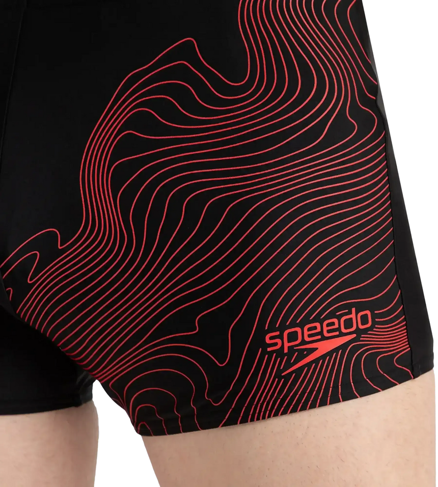 Men's Endurance10 Tide Print Sports Gala Logo Aquashort - Black & High Risk Red