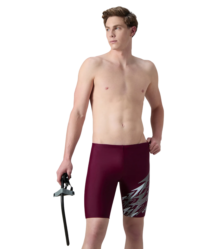 Men's Enduraflex Medley Gala Logo Print Jammer - Chockaberry & Evening Grey