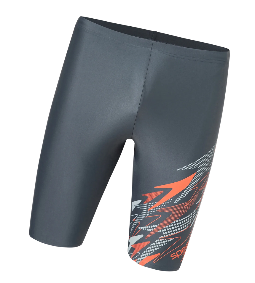 Men's Endurabrite Medley Print Gala Logo Jammer - Grey Lead, Tropical Coral & Evening Grey