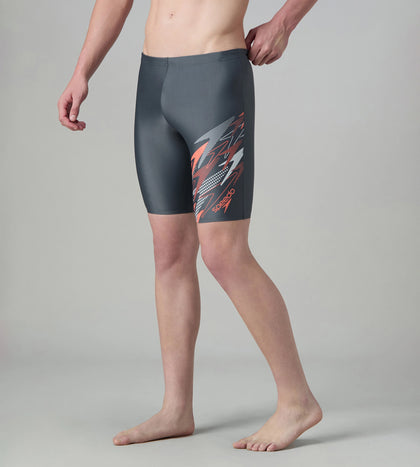 Men's Endurabrite Medley Print Gala Logo Jammer - Grey Lead, Tropical Coral & Evening Grey