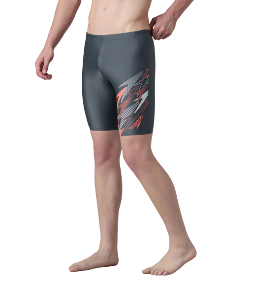 Men's Endurabrite Medley Print Gala Logo Jammer - Grey Lead, Tropical Coral & Evening Grey