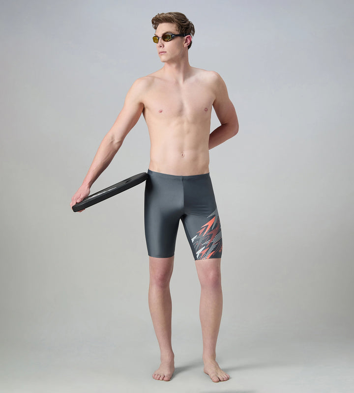 Men's Endurabrite Medley Print Gala Logo Jammer - Grey Lead, Tropical Coral & Evening Grey