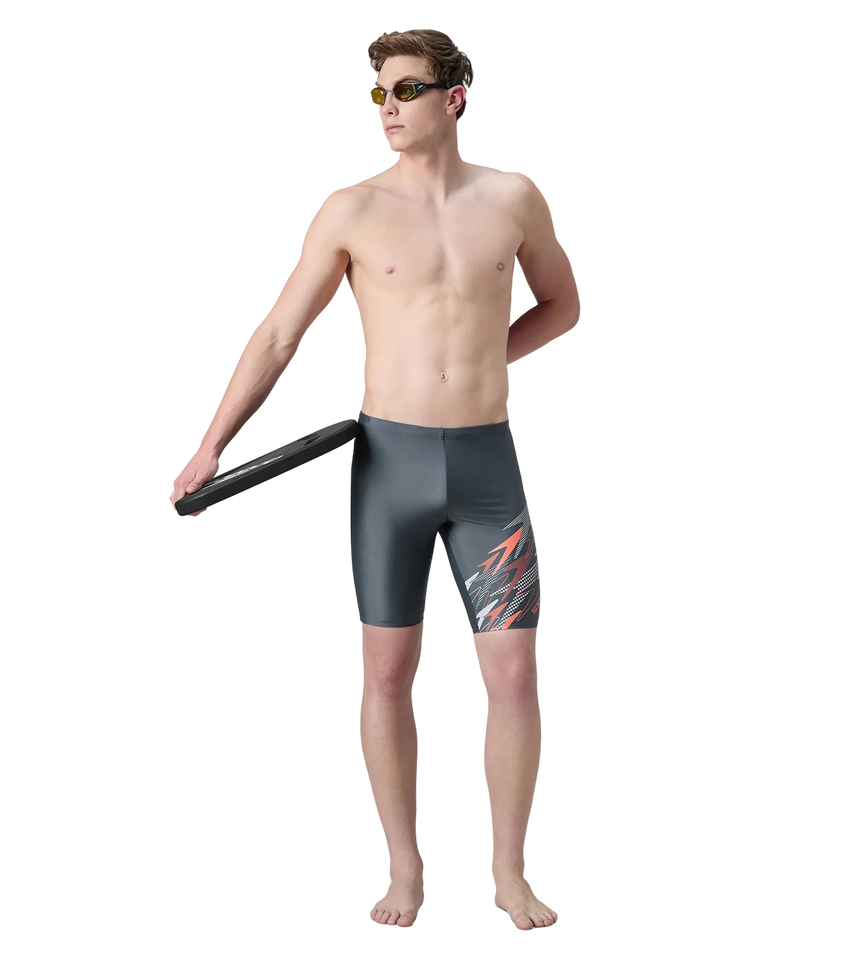 Men's Endurabrite Medley Print Gala Logo Jammer - Grey Lead, Tropical Coral & Evening Grey