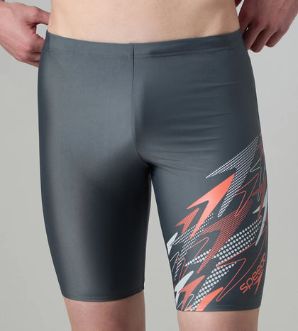 Men's Endurabrite Medley Print Gala Logo Jammer - Grey Lead, Tropical Coral & Evening Grey