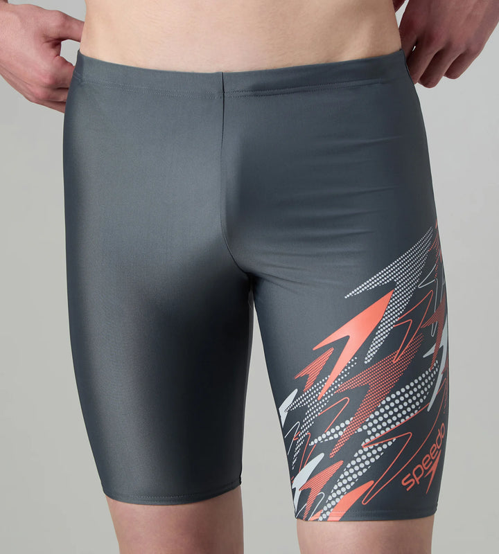 Men's Endurabrite Medley Print Gala Logo Jammer - Grey Lead, Tropical Coral & Evening Grey