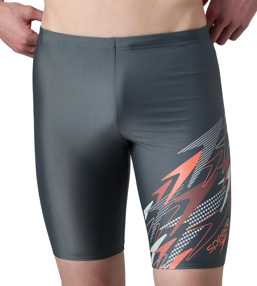 Men's Endurabrite Medley Print Gala Logo Jammer - Grey Lead, Tropical Coral & Evening Grey