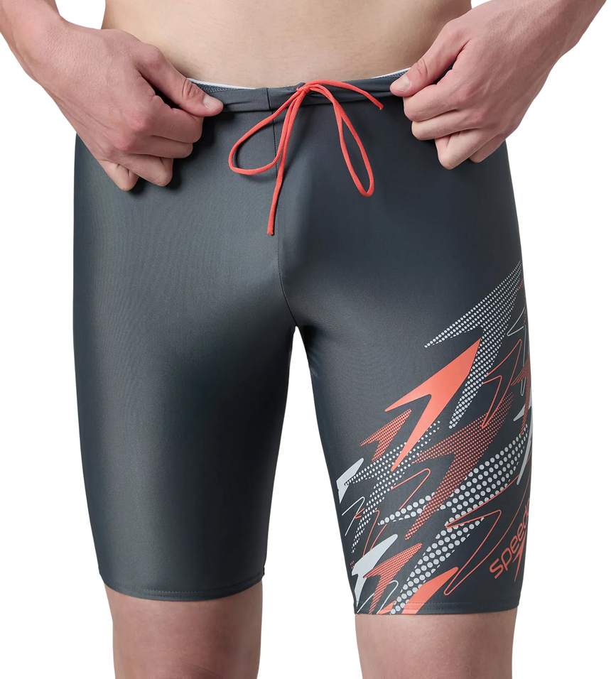 Men's Endurabrite Medley Print Gala Logo Jammer - Grey Lead, Tropical Coral & Evening Grey