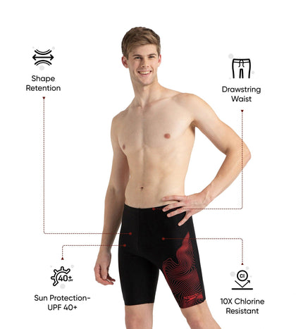 Men's Endurance10 Tide Print Sports Gala Logo Jammer - Black & High Risk Red