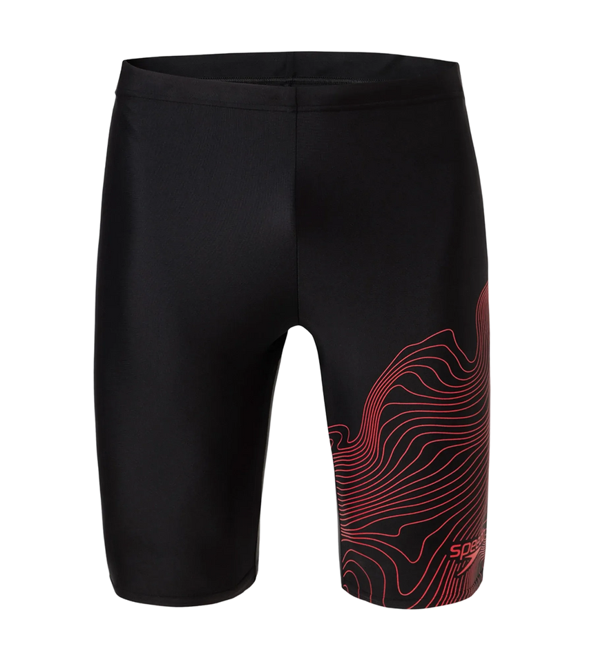 Men's Endurance10 Tide Print Sports Gala Logo Jammer - Black & High Risk Red