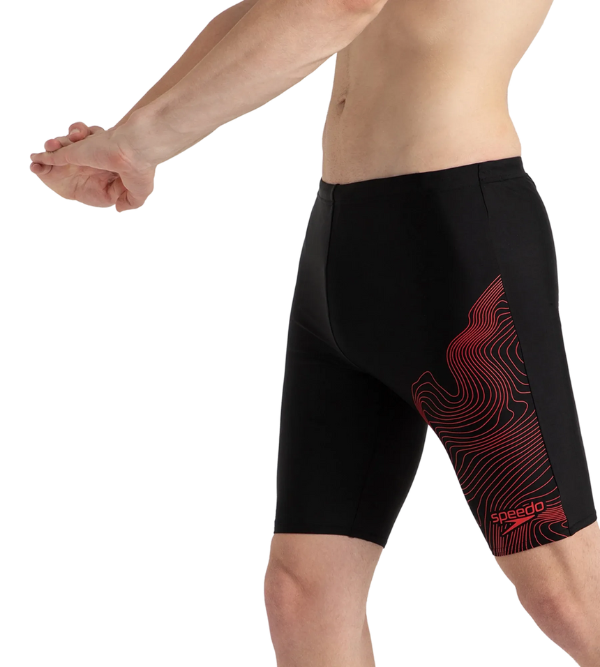 Men's Endurance10 Tide Print Sports Gala Logo Jammer - Black & High Risk Red