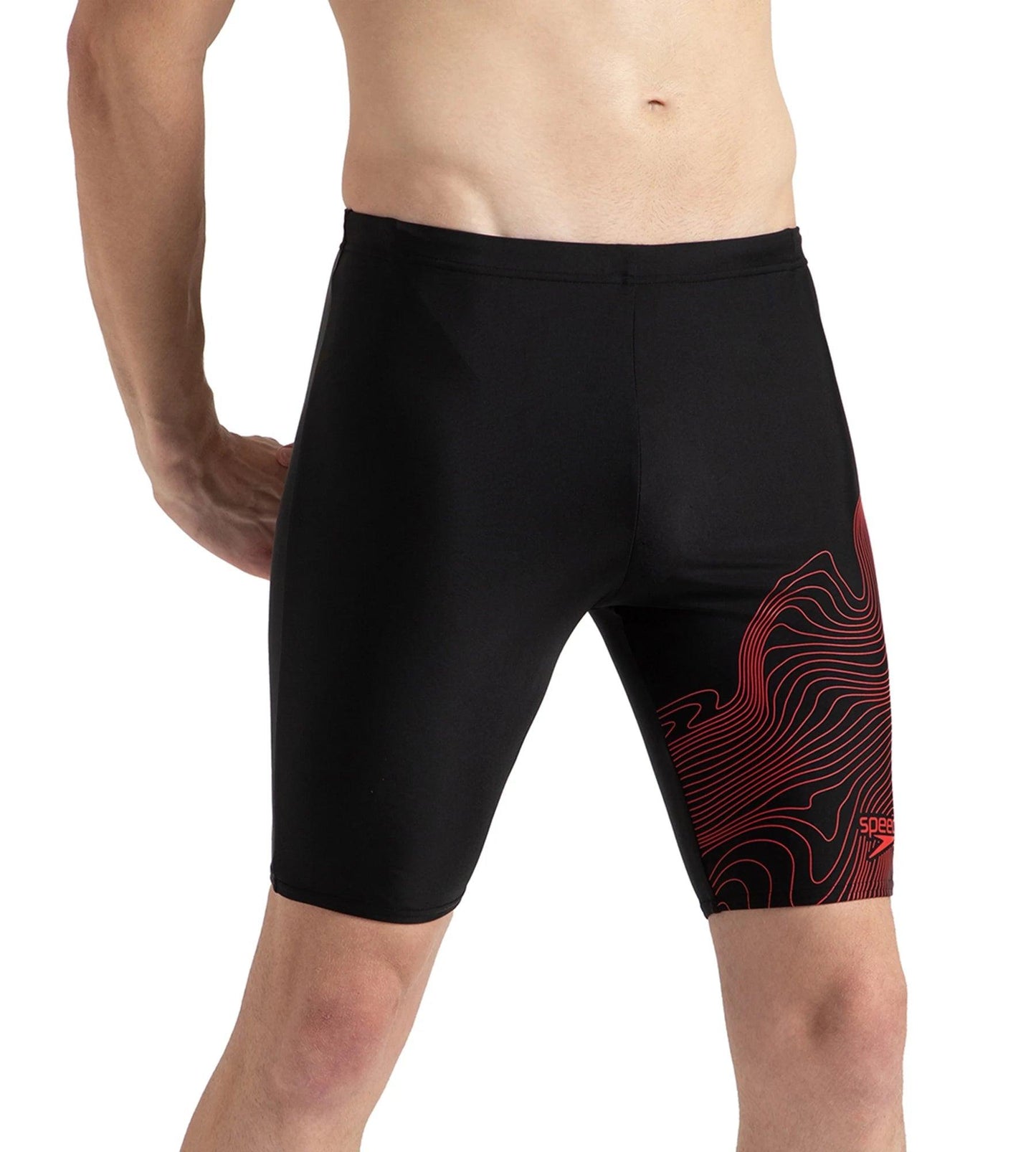 Men's Endurance10 Tide Print Sports Gala Logo Jammer - Black & High Risk Red