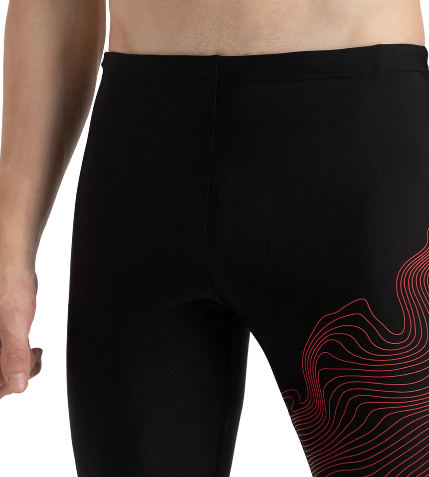 Men's Endurance10 Tide Print Sports Gala Logo Jammer - Black & High Risk Red