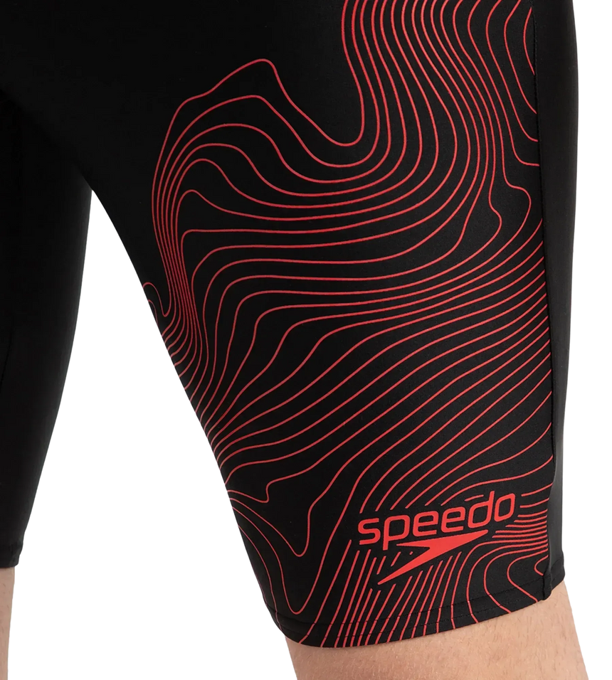 Men's Endurance10 Tide Print Sports Gala Logo Jammer - Black & High Risk Red