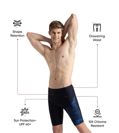 Men's Endurance10 Tide Print Sports Gala Logo Jammer - True Navy & Cobalt Pop