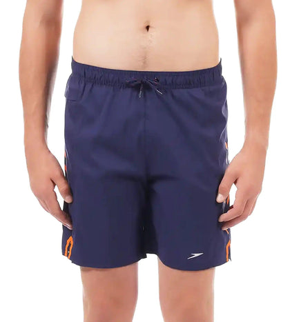 Men's Sports Printed' Watershorts - Navy  &  Pure Orange_1