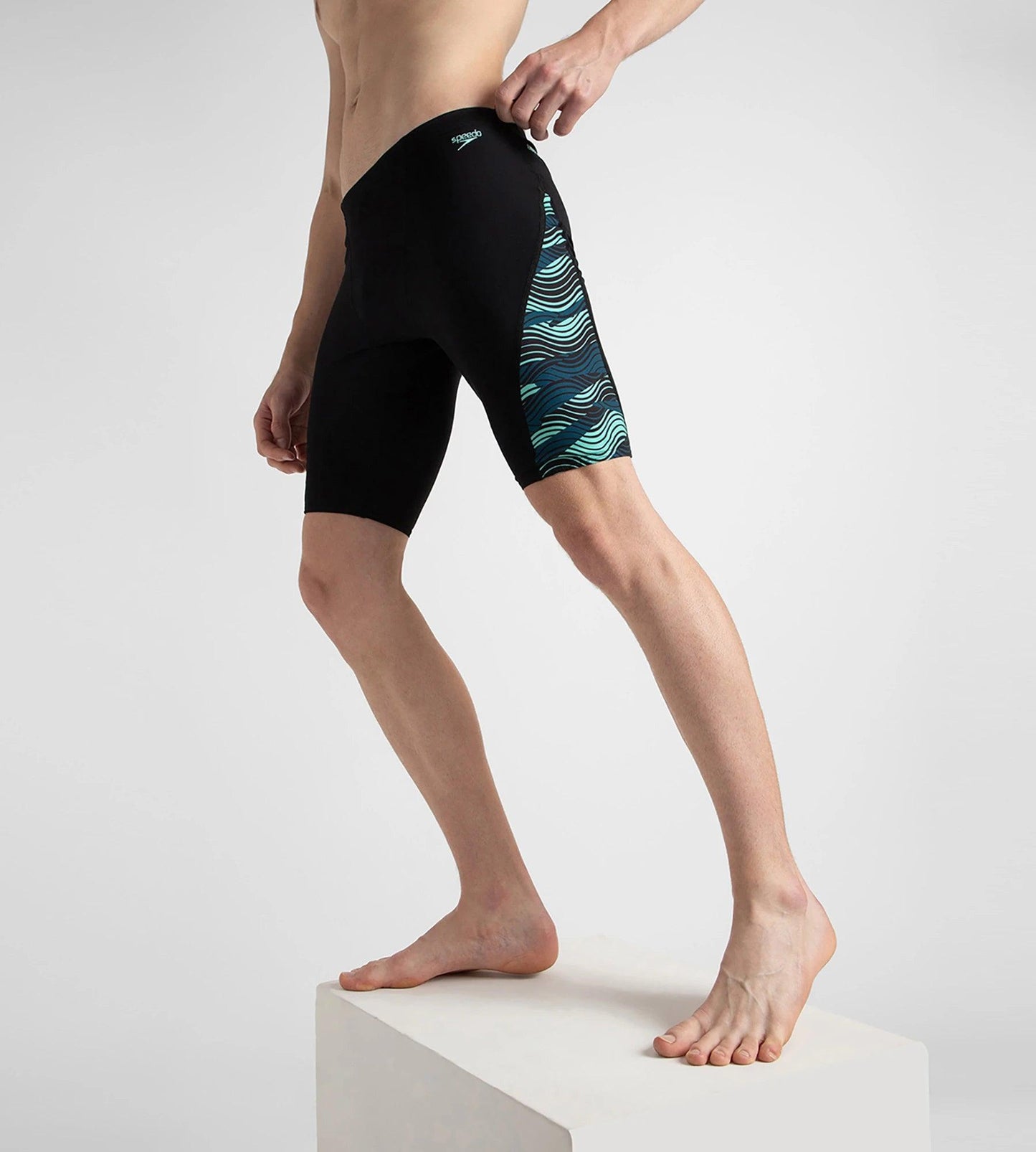 Men's Endurance+ High Tide Digital Print V-Cut Jammer - Black, Dark Teal & Arctic Glass