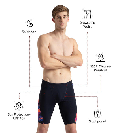 Men's Endurance+ Razorsharp High Tide Digital Print V-Cut Jammer - True Navy, Amber Wave & Cobalt Pop