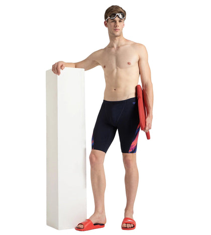 Men's Endurance+ Razorsharp High Tide Digital Print V-Cut Jammer - True Navy, Amber Wave & Cobalt Pop