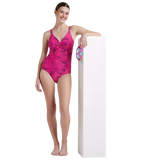 Women's Endurance 10 Brigitte Printed One Piece Swimwear - Black & Wineberry