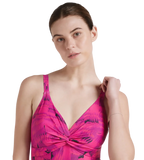 Women's Endurance 10 Brigitte Printed One Piece Swimwear - Black & Wineberry