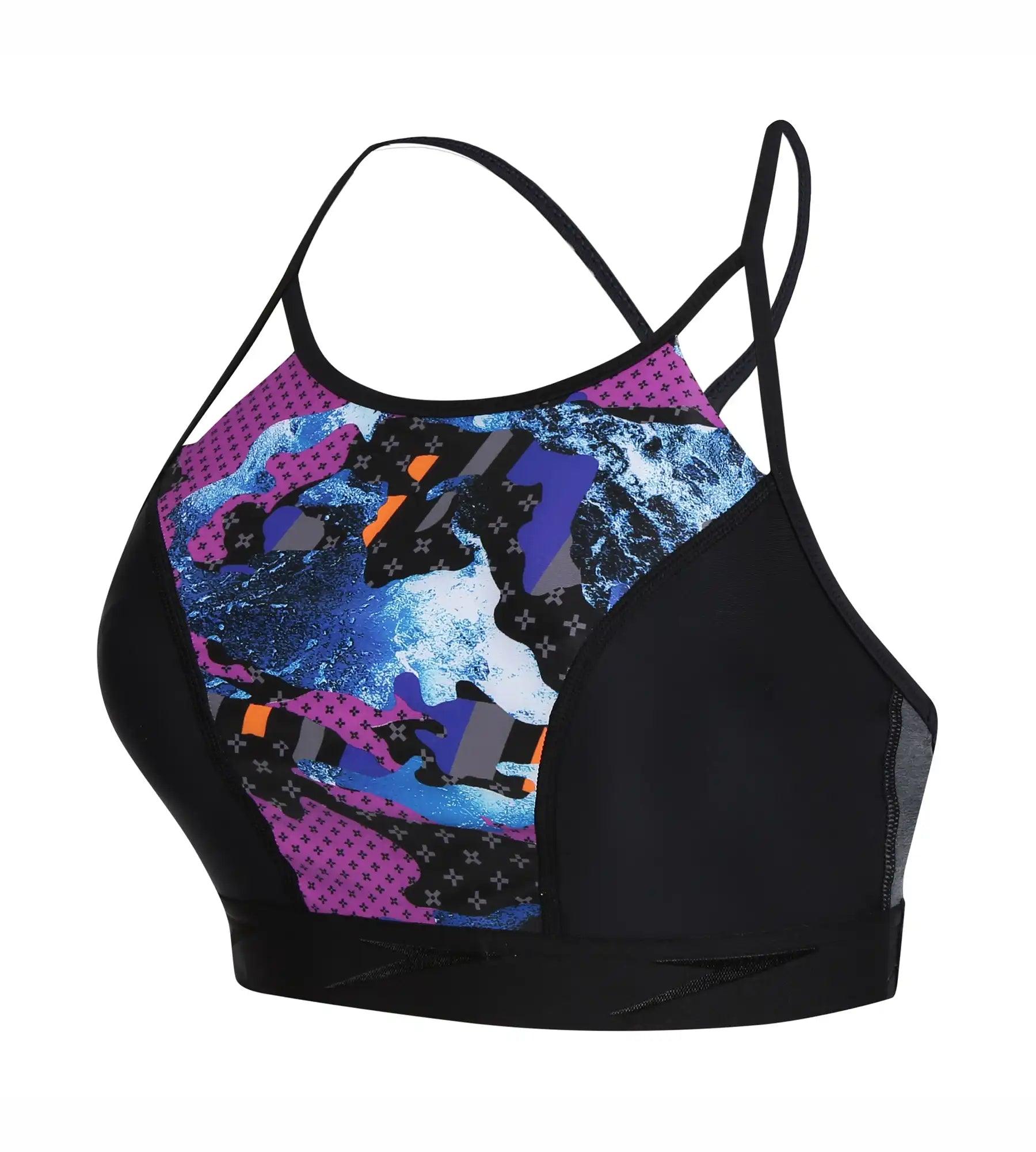 Women's Inject Wave Crop Top H20 Active - Black & Vgrey_5