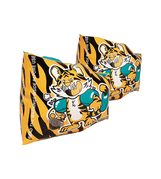 Unisex Aanadi Bengali Tiger Print Swim Confidence Armbands For Tot's - Orange & Green