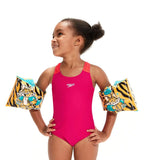 Unisex Aanadi Bengali Tiger Print Swim Confidence Armbands For Tot's - Orange & Green